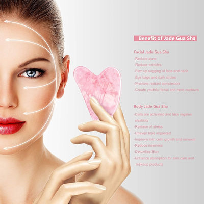 Polished Smooth Crystal Rose Quartz Gua Sha Board Jade Face Stone Para Anti Aging