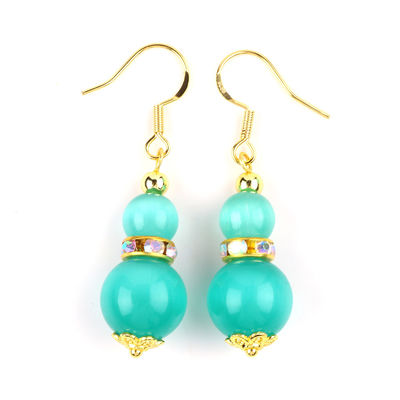 8MM 10MM Olho de Gato Verde Gemstone Craft Brinco Dangle forma de bola curta Brinco Para Jóias Regalo