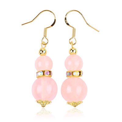 Energia curativa Rosa Rosa Quartz Cristal Curto Dangle Forma Redonda Bolas de Ferro Bolas de Ferro