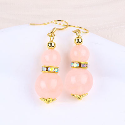 Energia curativa Rosa Rosa Quartz Cristal Curto Dangle Forma Redonda Bolas de Ferro Bolas de Ferro