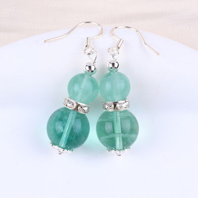 Brincos de pedra de cristal feitos à mão Brincos de pedras preciosas de florito verde