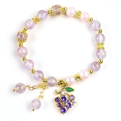 Pulseira feita à mão de pedras preciosas com contas de pedra natural Ametista Pulsera de pedra ajustável Pulsera de feitiços para uso diário da festa
