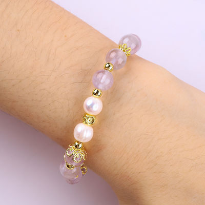 Pulseira feita à mão de pedras preciosas com contas de pedra natural Ametista Pulsera de pedra ajustável Pulsera de feitiços para uso diário da festa