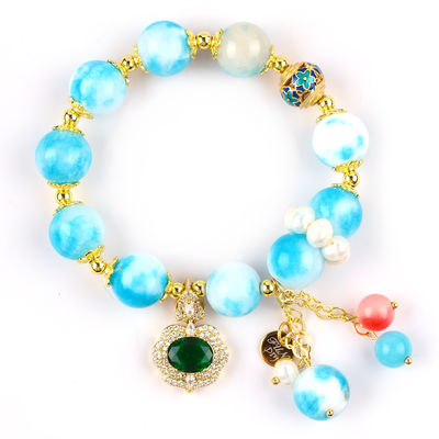 Pulseira feita à mão de pedras preciosas com contas Pulsera de pedra de jade persa natural Pulsera de feitiços ajustáveis Pulsera para uso diário de festa