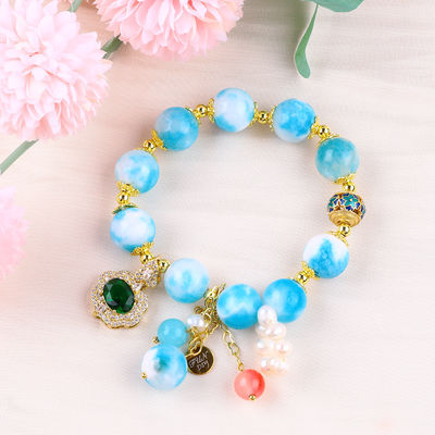 Pulseira feita à mão de pedras preciosas com contas Pulsera de pedra de jade persa natural Pulsera de feitiços ajustáveis Pulsera para uso diário de festa