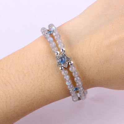 Pulseira feita à mão de pedra de lua com contas Pulseira de pedra de lua natural Pulseira de feitiços ajustáveis Pulseira para uso diário