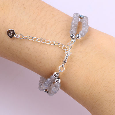 Pulseira feita à mão de pedra de lua com contas Pulseira de pedra de lua natural Pulseira de feitiços ajustáveis Pulseira para uso diário
