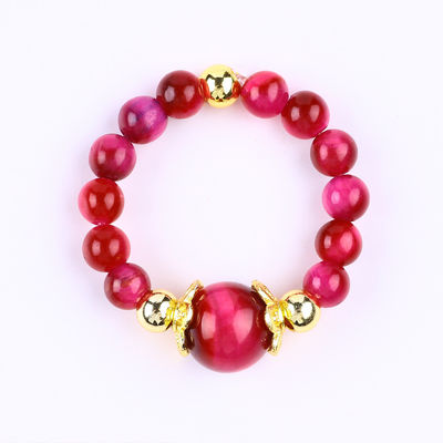 4MM Rosa Vermelho Olho de Tigre Cristal Estiramento Rondas Bolas Anel de Pedra Curativa Anel Ajustável Para Unisex