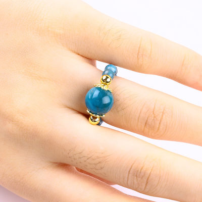 4MM Apatite Small Bead Curativa de Energia Cristal Redondo Stretch Bead Ring Para Usar Diariamente E Festa