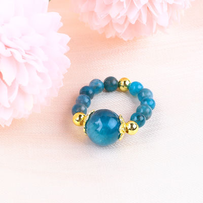 4MM Apatite Small Bead Curativa de Energia Cristal Redondo Stretch Bead Ring Para Usar Diariamente E Festa
