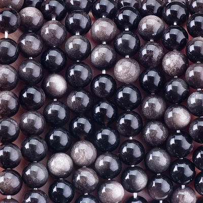 8 mm de prata Obsidian gemstone contas de cristal de pedra curativa contas para joalharia