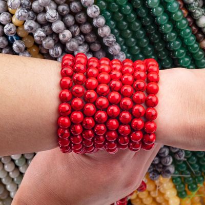 8 mm de pedra vermelha turquesa de pedra preciosa de corte artificial para a fabricação de jóias