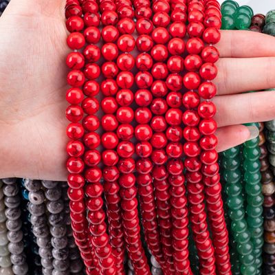 8 mm de pedra vermelha turquesa de pedra preciosa de corte artificial para a fabricação de jóias