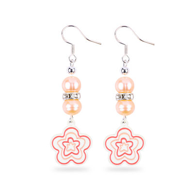 8mm contas rosa pérolas de água doce Dangle gancho brincos Flor encantamento