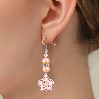 8mm contas rosa pérolas de água doce Dangle gancho brincos Flor encantamento