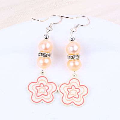 8mm contas rosa pérolas de água doce Dangle gancho brincos Flor encantamento