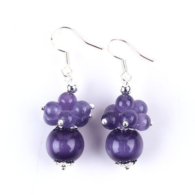 8MM Purple Cat Eye DIY Dangle Flower Earring Unique Design Earring para uso diário