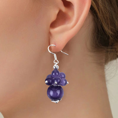 8MM Purple Cat Eye DIY Dangle Flower Earring Unique Design Earring para uso diário