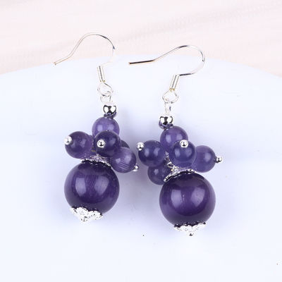 8MM Purple Cat Eye DIY Dangle Flower Earring Unique Design Earring para uso diário