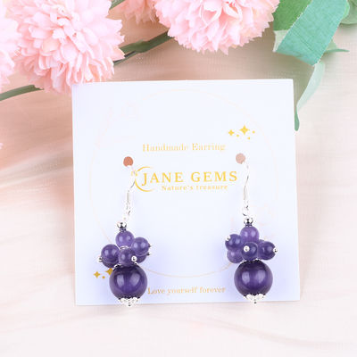 8MM Purple Cat Eye DIY Dangle Flower Earring Unique Design Earring para uso diário