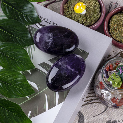 Pedra de palma natural polida Ametista Pedra de bolso Ametista Pedra de preocupação Para alívio do estresse Decoração residencial