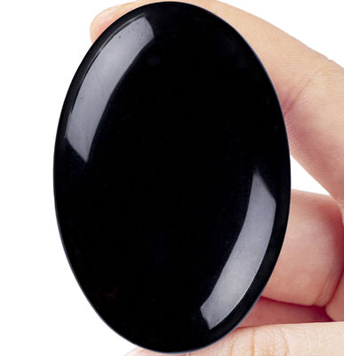 Natural Polido Negro Obsidiana Pedra de Palma Negro Obsidiana Peso Preocupado Pedra preciosa Para Redução de Estresse Decoração Doméstica