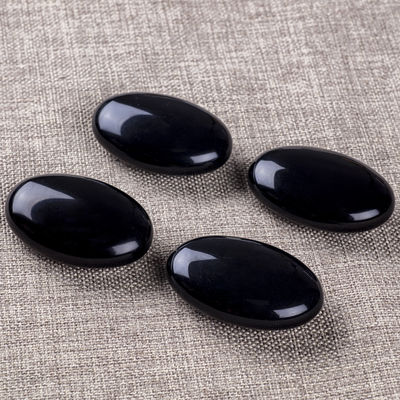 Natural Polido Negro Obsidiana Pedra de Palma Negro Obsidiana Peso Preocupado Pedra preciosa Para Redução de Estresse Decoração Doméstica