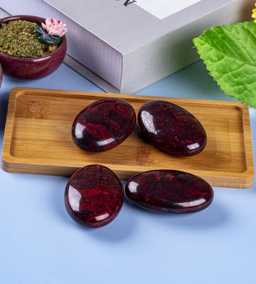 Pedra de palma de jaspe de flor vermelha natural - cristal curativo para equilíbrio energético e aterramento