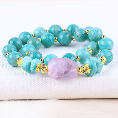 11MM 14MM Tianhe Pedra Ametista Cristal Pedra preciosas Pulseiras 2 camadas