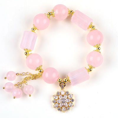 12MM 14MM Rosa Rosa Quartz Cristal Pulseira de contas Pulseiras de Pedras preciosas curativas
