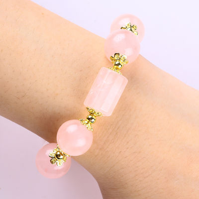 12MM 14MM Rosa Rosa Quartz Cristal Pulseira de contas Pulseiras de Pedras preciosas curativas