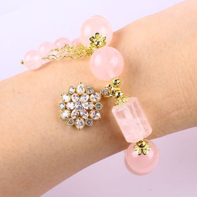 12MM 14MM Rosa Rosa Quartz Cristal Pulseira de contas Pulseiras de Pedras preciosas curativas