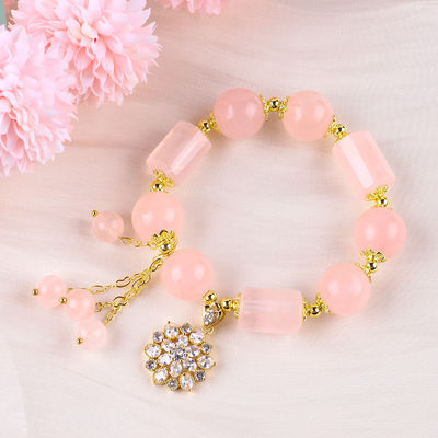 12MM 14MM Rosa Rosa Quartz Cristal Pulseira de contas Pulseiras de Pedras preciosas curativas