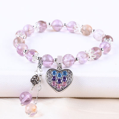 Faça você mesmo Lavanda Azeztulite Natural Pedra Pulseira de contas Para presente