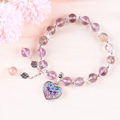 Faça você mesmo Lavanda Azeztulite Natural Pedra Pulseira de contas Para presente