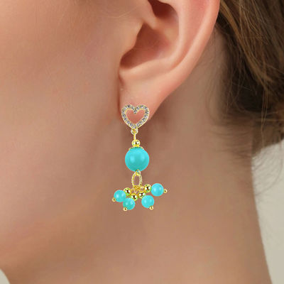 Pedra preciosa feita à mão 6MM 12MM Verde Olho de Gato Com Coração Stud Dangle Brinco Para Presentear