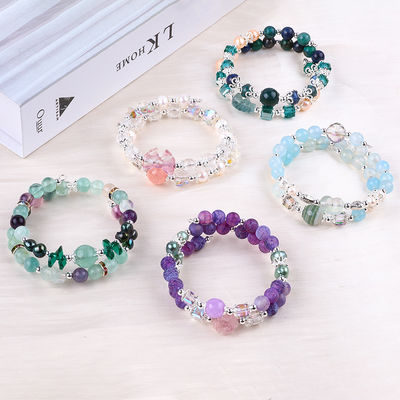 Unicórnio esculpido ajustável 2 camadas Azurite pedra cristal pulseira