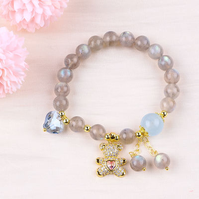 Labradorite / Ametista Pulsera de Pedra Natural Reduz a Energia Negativa