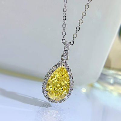 Decoração de pedras preciosas amarelas pendente de gota d'água colar moda jóias de zircão