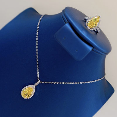 Decoração de pedras preciosas amarelas pendente de gota d'água colar moda jóias de zircão
