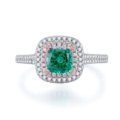 Anéis de casamento de pedra preciosa de forma quadrada verde Zircon para mulheres