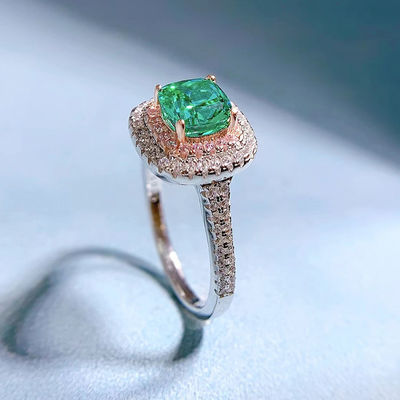 Anéis de casamento de pedra preciosa de forma quadrada verde Zircon para mulheres