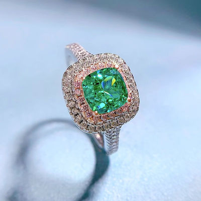 Anéis de casamento de pedra preciosa de forma quadrada verde Zircon para mulheres