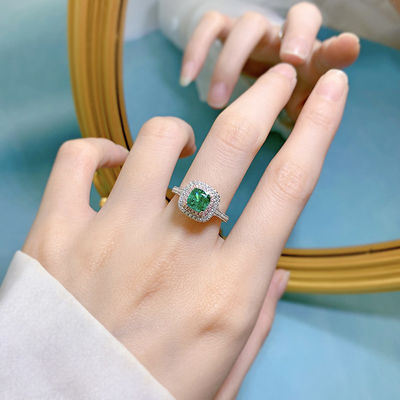 Anéis de casamento de pedra preciosa de forma quadrada verde Zircon para mulheres