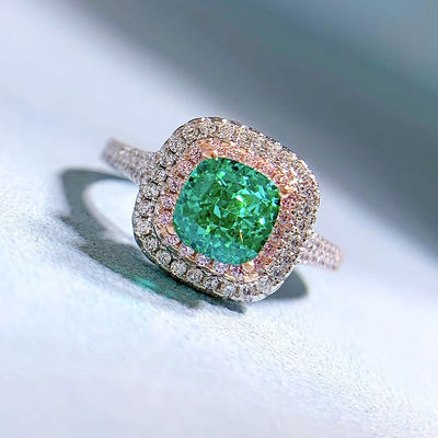 Anéis de casamento de pedra preciosa de forma quadrada verde Zircon para mulheres