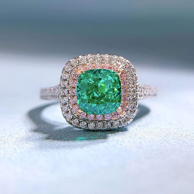 Anéis de casamento de pedra preciosa de forma quadrada verde Zircon para mulheres