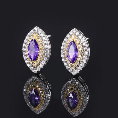 Forma Marquise Artesanato exclusivo Brinco de pedra preciosa Zircon Joias de noiva