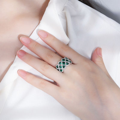 Zircon 925 Sterling Silver Gem Anéis de noivado Forma de flor