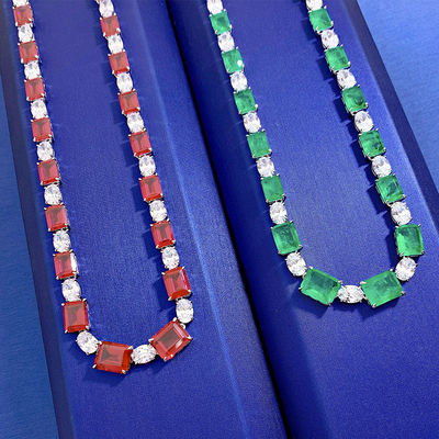 Luxo de noiva rosa / verde pedra preciosa colar cadeia para casamento e presente