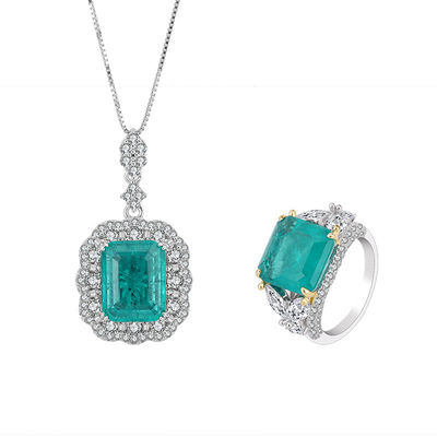 Anel de colar de pedra preciosa quadrada de zircão para presente de aniversário
